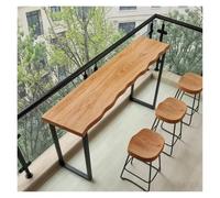 Table De Hauteur De Bar Industrielle, Table À Manger Live Edge, Plateau De Bar En Bois Massif, Table De Pub Rectangulaire - Hauteur De Comptoir Haute, Table De Bar Longue Rustique(L180xW45xH105cm)