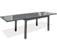 Table de jardin 10 places en aluminium et plateau verre