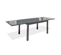 Table de jardin 10 places en aluminium et plateau verre - gris anthracite