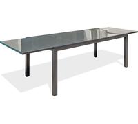 Table de jardin 12 places en aluminium et plateau verre