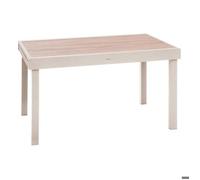 Table de jardin extensible rectangulaire PIAZZA Epeautre / Argile 12 places - Aluminium traité époxy, Verre trempé Hespéride