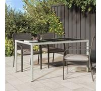 vidaXL Table de jardin 150x90x75 cm Verre trempé Poly rotin blanc