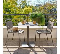 Hespéride Table de jardin carrée ALEGORIA 2 places, acier, traitement anti-rouille renforcé – Café