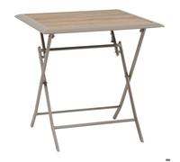 Table de jardin pliante carréee AZUA Truffe / Café 2 places - Aluminium traité époxy, Verre Hespéride