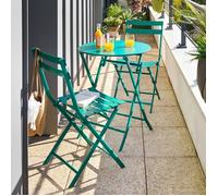 HESPERIDE - Table de Jardin Pliante Ronde Greensboro 2 Places Vert Opale - Acier Antirouille Renforcé - Mobilier pour Jardin, Balcon, Terrasse