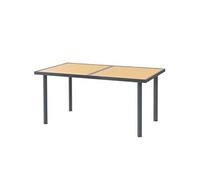 Outsunny Table de jardin 6 personnes, acier anti-rouille, plateau effet bois 150 x 90 x 72 cm