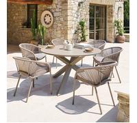 Table de jardin ronde ORYON Café 6 places - Aluminium traité époxy, Verre Hespéride