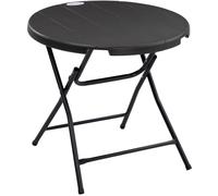 Table de jardin 80/80/73 cm gris foncé en acier pliante effet bois