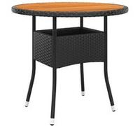 vidaXL Table de jardin Ø80x75 cm acacia et poly rotin noir