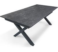 Table de jardin alu plateau céramique sur verre