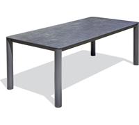 Paris Prix Table de jardin Camargue 220x100 alu 8 places plateau céramique sur verre gris anthracite