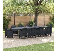 vidaXL Table de jardin anthracite 350 x 100 x 74 cm en polyrotin