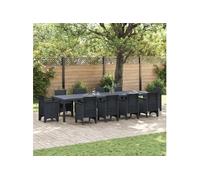 vidaXL Table de jardin anthracite 350 x 100 x 74 cm en polyrotin
