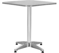 Table de jardin argentée en aluminium et en acier inoxydable, dimensions 60x60x70 cm, résistante aux intempéries et imperméable, idéale comme table de terrasse, table de balcon, table d'appoint pour l