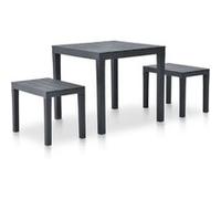 vidaXL Table de jardin avec 2 bancs Plastique Anthracite