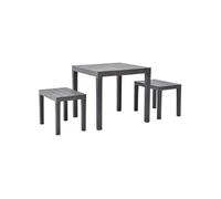 Table de jardin avec 2 bancs Plastique Marron