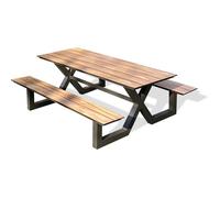 Table de jardin avec bancs - Gris anthracite - Aluminium et HPL effet bois - 210 x 174 cm - Vancouver