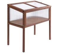 Table de jardin avec couvercle - Jardinier pour herbes aromatiques - 90 x 50 x 93 cm - Bois de sapin - Plaques en polycarbonate - Résistant aux intempéries - Marron