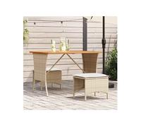 vidaXL Table de jardin avec plateau en acacia Beige 105x75x72 cm Poly Rattan