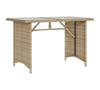 Table de jardin avec dessus en verre beige 110x68x70 cm rotin