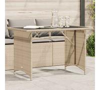 vidaXL Table de jardin 366351 – plateau en verre brun, 110x68x70 cm, poly rotin