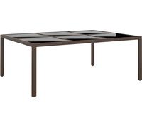 Table de jardin avec dessus en verre Marron 200x150x75 cm Rotin