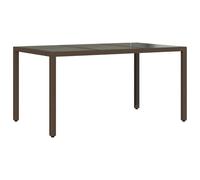 Table de jardin avec dessus en verre marron résine tressée