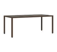 Table de jardin avec dessus en verre marron résine tressée