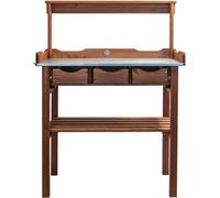 Table de jardin avec plateau de travail - Table pour travaux de jardin - Idéale pour jardiner et rempoter - Fabriquée en bois massif de pin résineux - Dimensions : 78 x 38 x 112 cm - Couleur : marron 