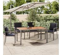 Table de jardin avec plateau en bois Gris Poly Rattan & bois massif Acacia