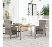 vidaXL Table de jardin avec plateau en poly rotin gris et bois massif Acacia