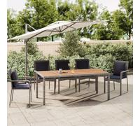 Table de jardin avec plateau en bois Gris Poly Rattan & bois massif Acacia