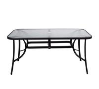 Table de jardin avec plateau en verre Trou d'ombrelle 90 x 150 cm Verre trempé Cadre métallique