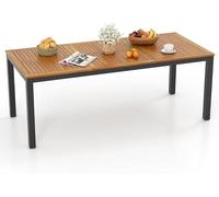 Table de jardin avec trou pour parasol, dimensions 200x90 cm, grande table de terrasse pour 8 personnes, table rectangulaire pour balcon en bois d'acacia, table d'extérieur pour jardin et terrasse