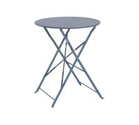 Table de jardin bistrot pliable - Emilia ronde bleu grisé- Table ronde Ø60cm en acier thermolaqué