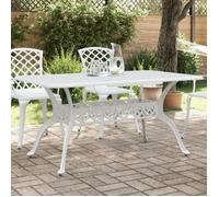 vidaXL Table de jardin blanche 150 x 90 x 72 cm en aluminium coulé