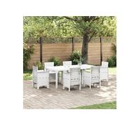 Table de jardin Blanche 200x100x73 cm en poly rattan