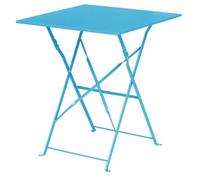 Bolero Table carrée Perth en acier style trottoir 600 x 600 x 710 mm bleu azur
