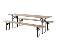 Table de jardin brasserie pliante avec 2 bancs "" Lisbonne "" - 218 x 59,5 x 75 cm - Marron