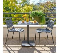 Hespéride – Table de jardin ALEGORIA carré 2 places 70x70 cm Acier époxy anti-rouille Graphite