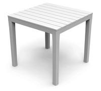 Table de jardin carrée blanche 78x78x72cm imitation bois plastique