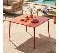 Table de jardin carrée en métal 8 places 120 cm orange - Oviala Palavas