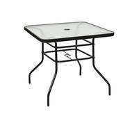 table de jardin carrée en métal noir 81 x 81 x 71cm avec plateau en verre de style moderne pour terrasse,balcon et cour