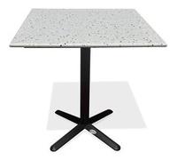 Table de Jardin Carrée en Terrazzo "Bistro" 70cm Blanc Blanc G