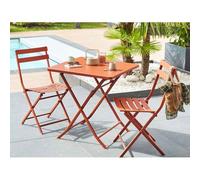 Table de jardin pliante carrée ""Greensboro"" ambre 2 places en acier traité époxy - Hespéride