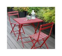 Table de jardin pliante carrée GREENSBORO Groseille 2 places - Acier traité époxy, Traitement antirouille renforcé Hespéride
