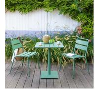 Table de jardin carrée PHUKET Vert olive 2 places - Acier traité époxy, Traitement antirouille renforcé Hespéride