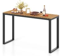 Table de jardin COSTWAY 29 x 42 cm, résistante aux intempéries, table de terrasse avec plateau en WPC et structure métallique, table de balcon rectangulaire, table à manger d'extérieur