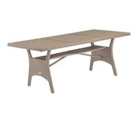 CASARIA Table de jardin polyrotin Créme 190x90x74 cm plateau en bois WPC hauteur réglable résistant aux intempéries