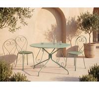 Table de jardin D.120 cm en métal façon fer forgé - Vert amande - GUERMANTES de MYLIA